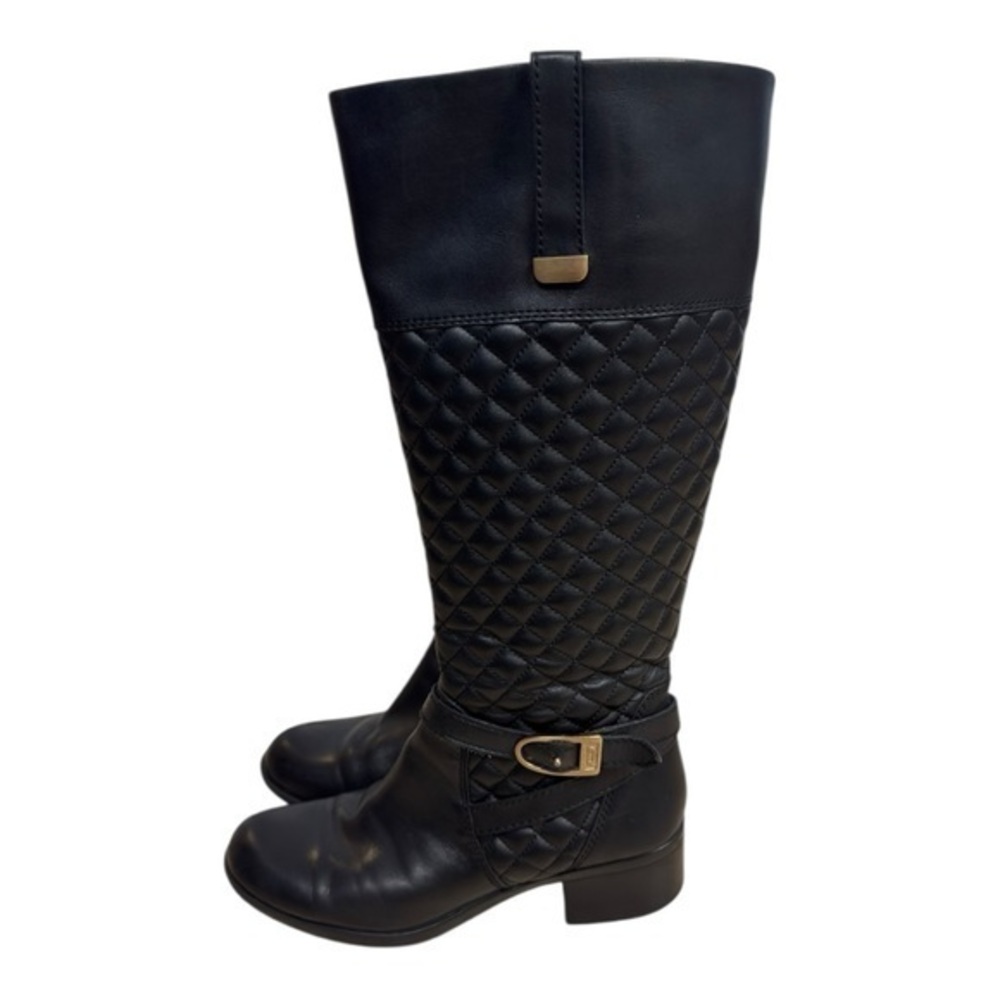 Bandolino Blushe Black Quilted Leather Knee-High Riding Boots Women’s 8